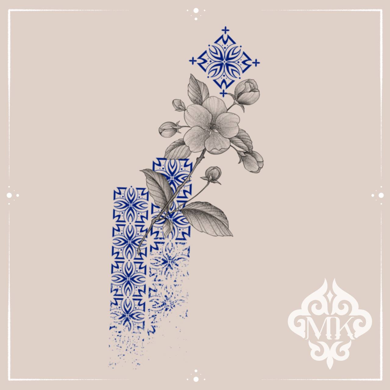 Flowers & blue pattern